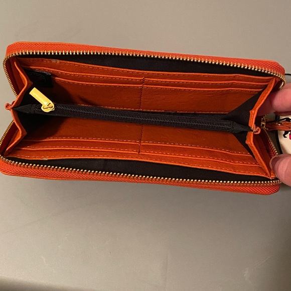 NWT Urban Expressions Orange Studded Zip Wallet Vegan - Picture 6 of 7